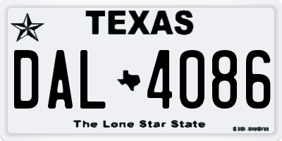 TX license plate DAL4086