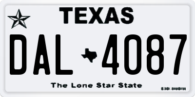 TX license plate DAL4087