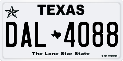 TX license plate DAL4088