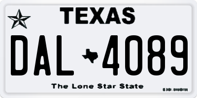 TX license plate DAL4089