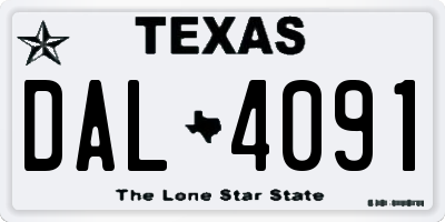 TX license plate DAL4091