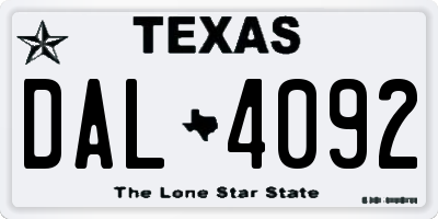 TX license plate DAL4092
