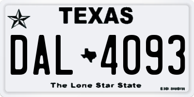 TX license plate DAL4093