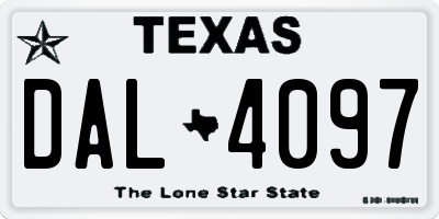 TX license plate DAL4097