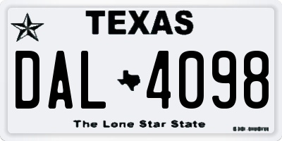 TX license plate DAL4098
