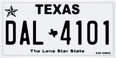 TX license plate DAL4101