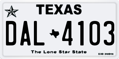 TX license plate DAL4103