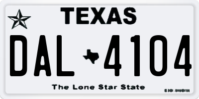 TX license plate DAL4104