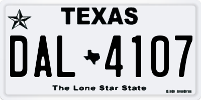 TX license plate DAL4107