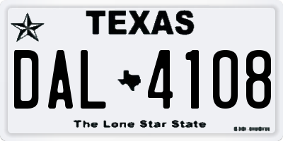 TX license plate DAL4108