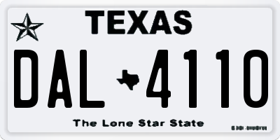 TX license plate DAL4110