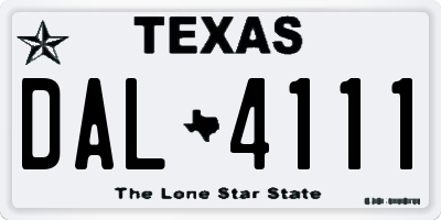 TX license plate DAL4111