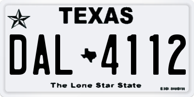 TX license plate DAL4112