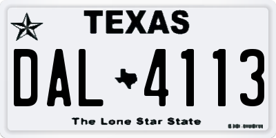 TX license plate DAL4113