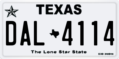TX license plate DAL4114