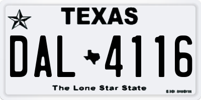 TX license plate DAL4116