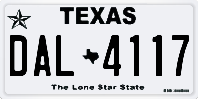 TX license plate DAL4117