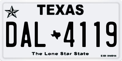 TX license plate DAL4119