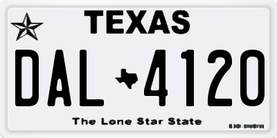 TX license plate DAL4120
