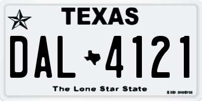 TX license plate DAL4121