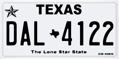 TX license plate DAL4122