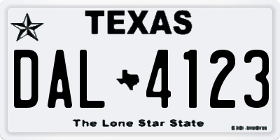 TX license plate DAL4123