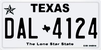 TX license plate DAL4124