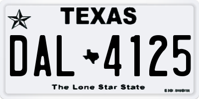 TX license plate DAL4125