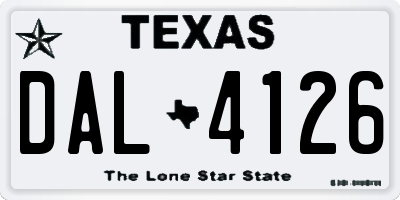 TX license plate DAL4126