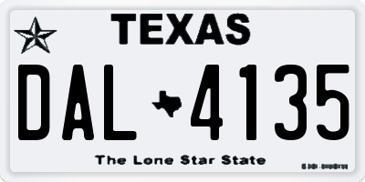 TX license plate DAL4135