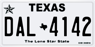 TX license plate DAL4142