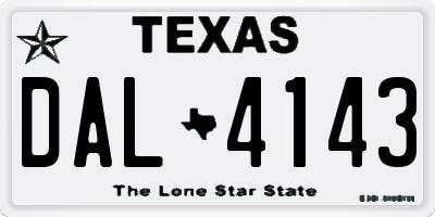 TX license plate DAL4143