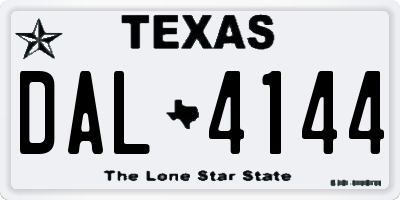 TX license plate DAL4144