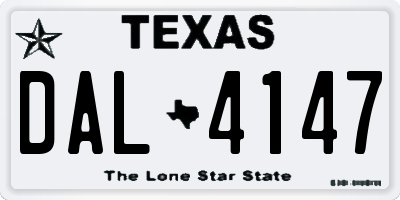 TX license plate DAL4147