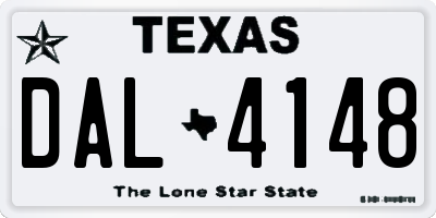 TX license plate DAL4148