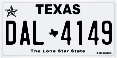 TX license plate DAL4149