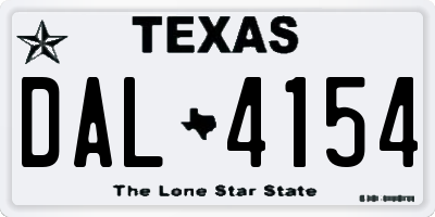 TX license plate DAL4154
