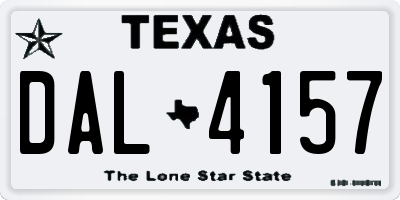 TX license plate DAL4157