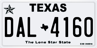 TX license plate DAL4160
