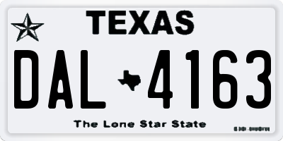 TX license plate DAL4163