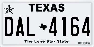 TX license plate DAL4164