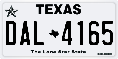 TX license plate DAL4165
