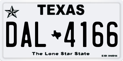 TX license plate DAL4166