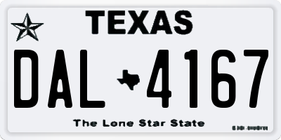 TX license plate DAL4167