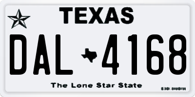 TX license plate DAL4168