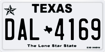 TX license plate DAL4169