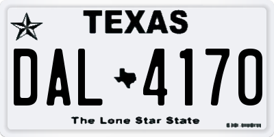 TX license plate DAL4170