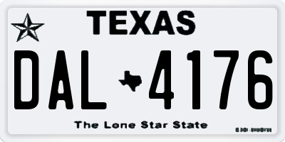 TX license plate DAL4176