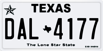 TX license plate DAL4177