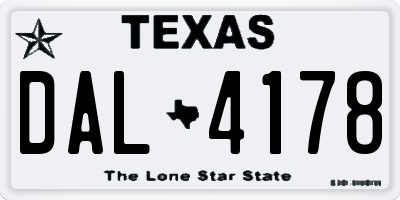 TX license plate DAL4178